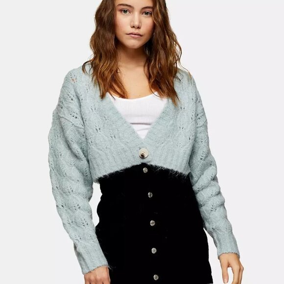 Topshop Pointelle Crop Cardigan - Picture 4 of 5